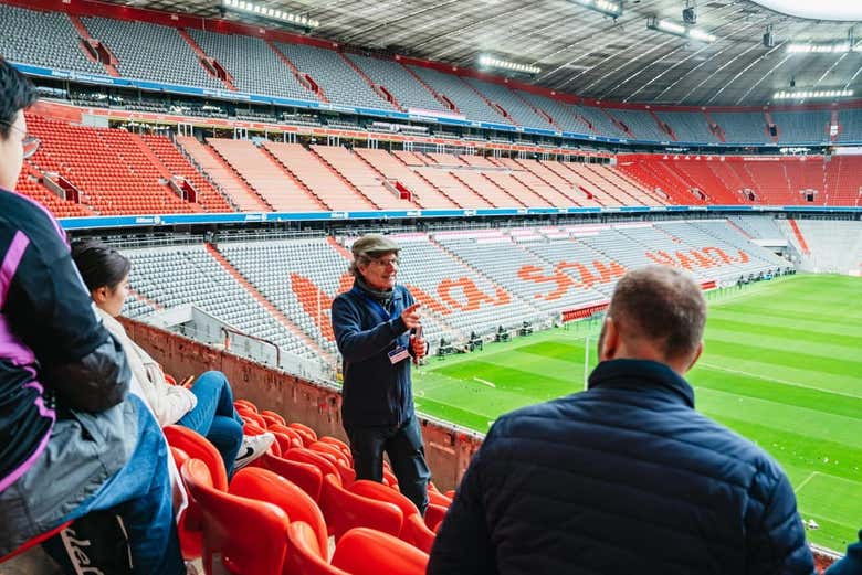 Durante la visita dell'Allianz Arena